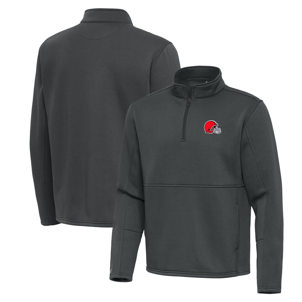 Cleveland Browns Antigua Twist Quarter-Zip Pullover Jacket - Pewter