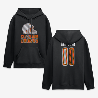 Cleveland Browns Big & Tall Metallic Mascot Personalized Name & Number Hoodie - Black