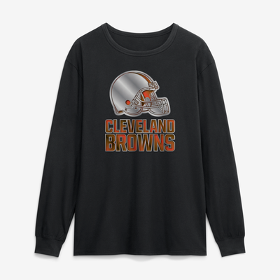 Cleveland Browns  Metallic Mascot Long Sleeve T-Shirt - Black