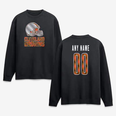 Cleveland Browns  Metallic Mascot Personalized Name & Number Sweatshirt - Black