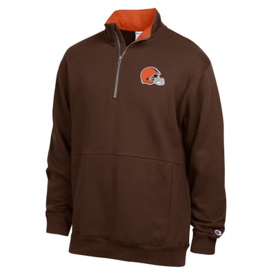  Cleveland Browns Champion Fleece Quarter-Zip Pullover -  Brown/Orange