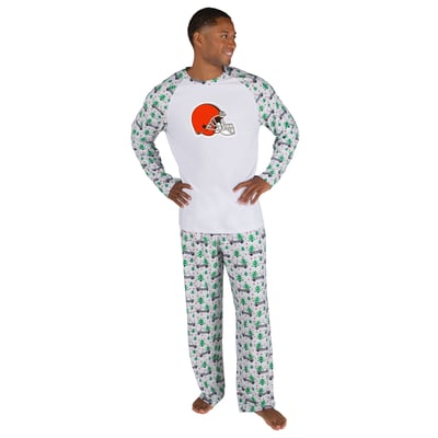 Cleveland Browns Concepts Sport Frostbite Knit Long Sleeve Top & Pants Sleep Set - White