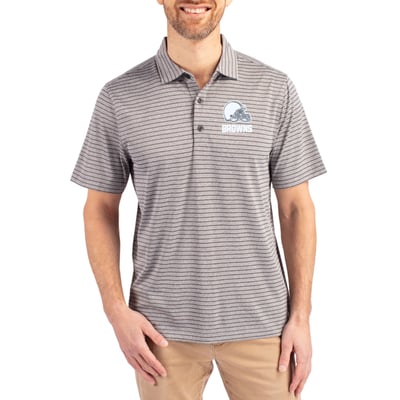  Cleveland Browns Cutter & Buck Forge Eco Heather Stripe Stretch Recycled Polo - Heather Gray