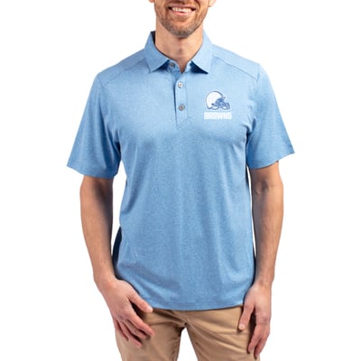 Cleveland Browns Cutter & Buck Forge Eco Stretch Recycled Polo - Heather Powder Blue