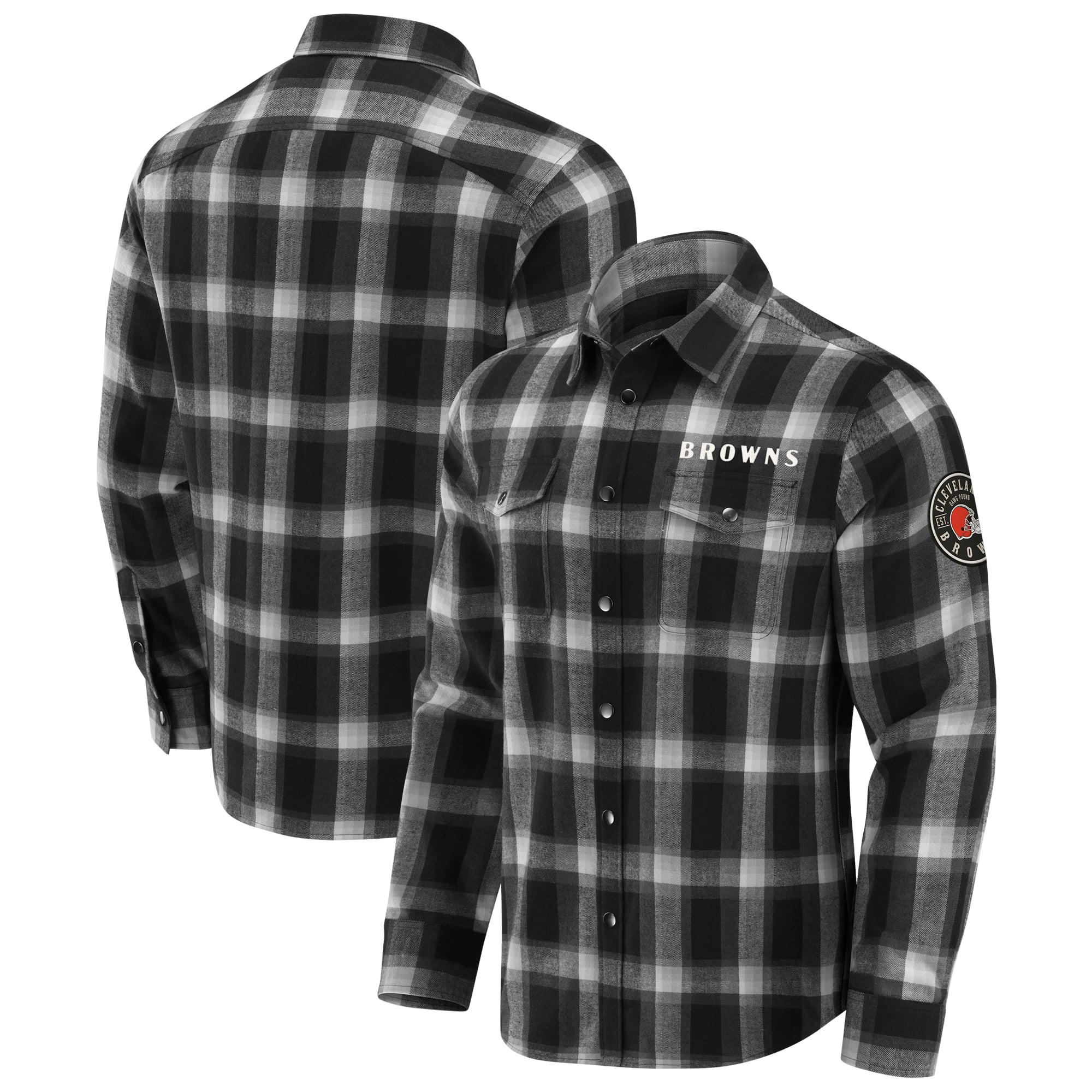 cleveland browns dress shirt Men's Darius Rucker Collection by Fanatics Black Flannel Plaid Full-Snap Size: 3XL Enjoy a sunny NA-03.27.25AM Lace Maternity Wedding Gown: Size:EXTRA LARGE