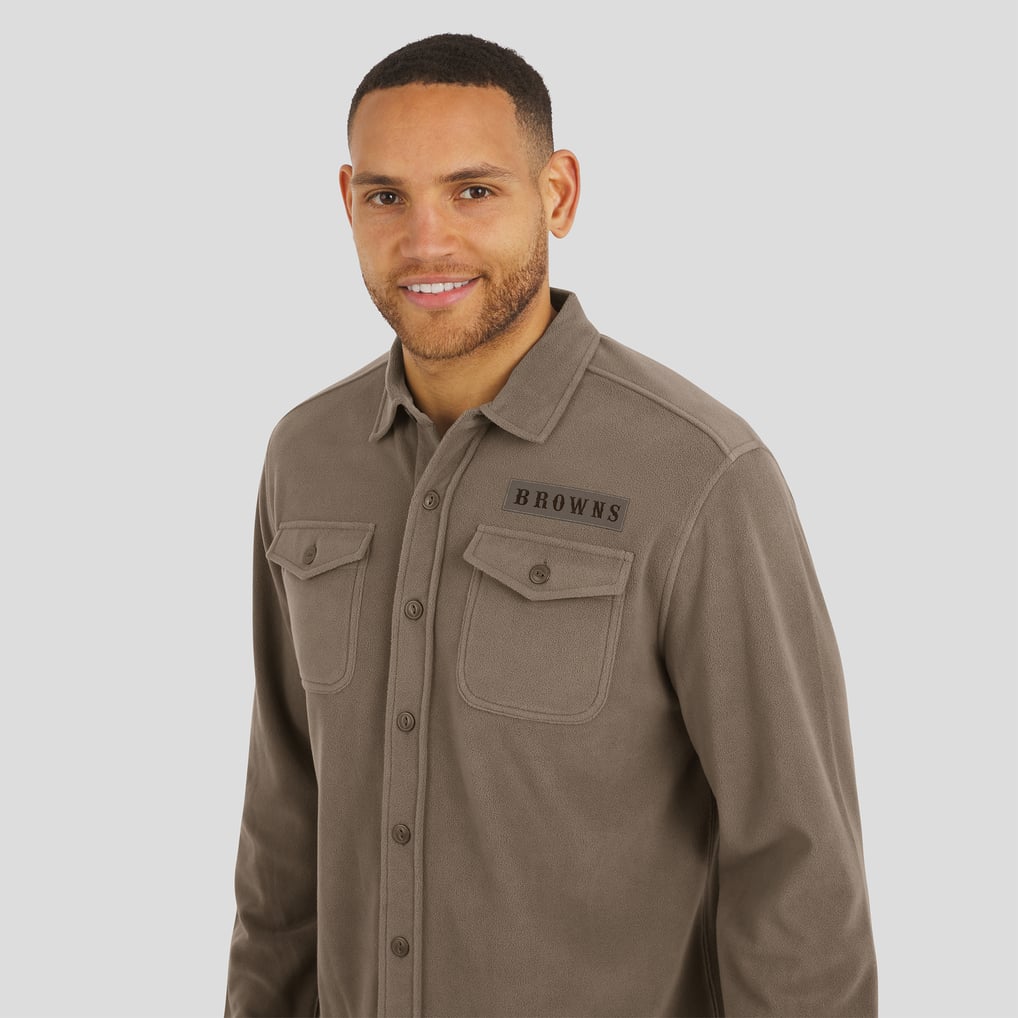 cleveland browns dress shirt Men's Darius Rucker Collection by Fanatics Tan Polar Fleece Cozy Button-Up Size: 2XL Size:Mom-M/L BERRY SWEET Classic fit Alex Evenings Faux-Feather Off-the-Shoulder