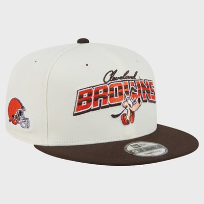 Cleveland Browns Disney x New Era Pluto 9FIFTY Snapback Hat - Cream/Brown