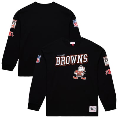  Cleveland Browns Mitchell & Ness Training Camp Vintage Logos Long Sleeve T-Shirt - Black