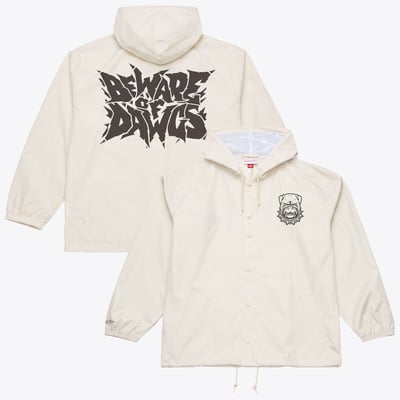  Cleveland Browns Mitchell & Ness Beware of the Dawgs Coaches Hooded Jacket - Cream