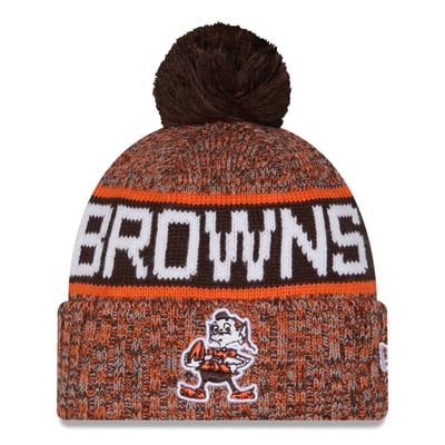Cleveland Browns New Era Throwback Marled Cuffed Knit Hat with Pom - Brown
