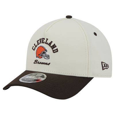 Cleveland Browns New Era Arch 9FORTY A-Frame M-Crown Adjustable Hat - Cream/Brown