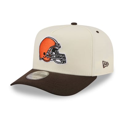 Cleveland Browns New Era Rear Wordmark A-Frame 9FIFTY Snapback Hat - Cream/Brown