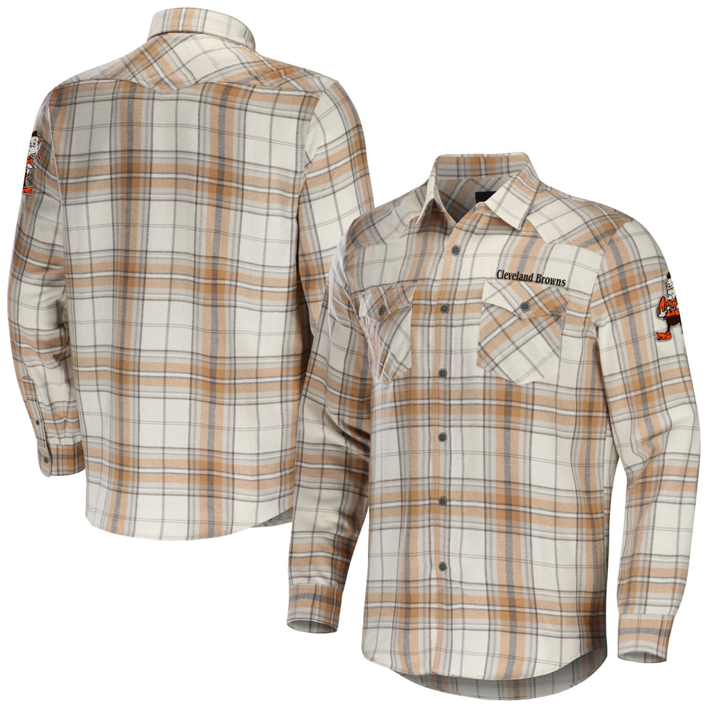 cleveland browns dress shirt Men's NFL x Darius Rucker Collection by Fanatics Tan Flannel Long Sleeve Button-Up 52% Cotton / 45%