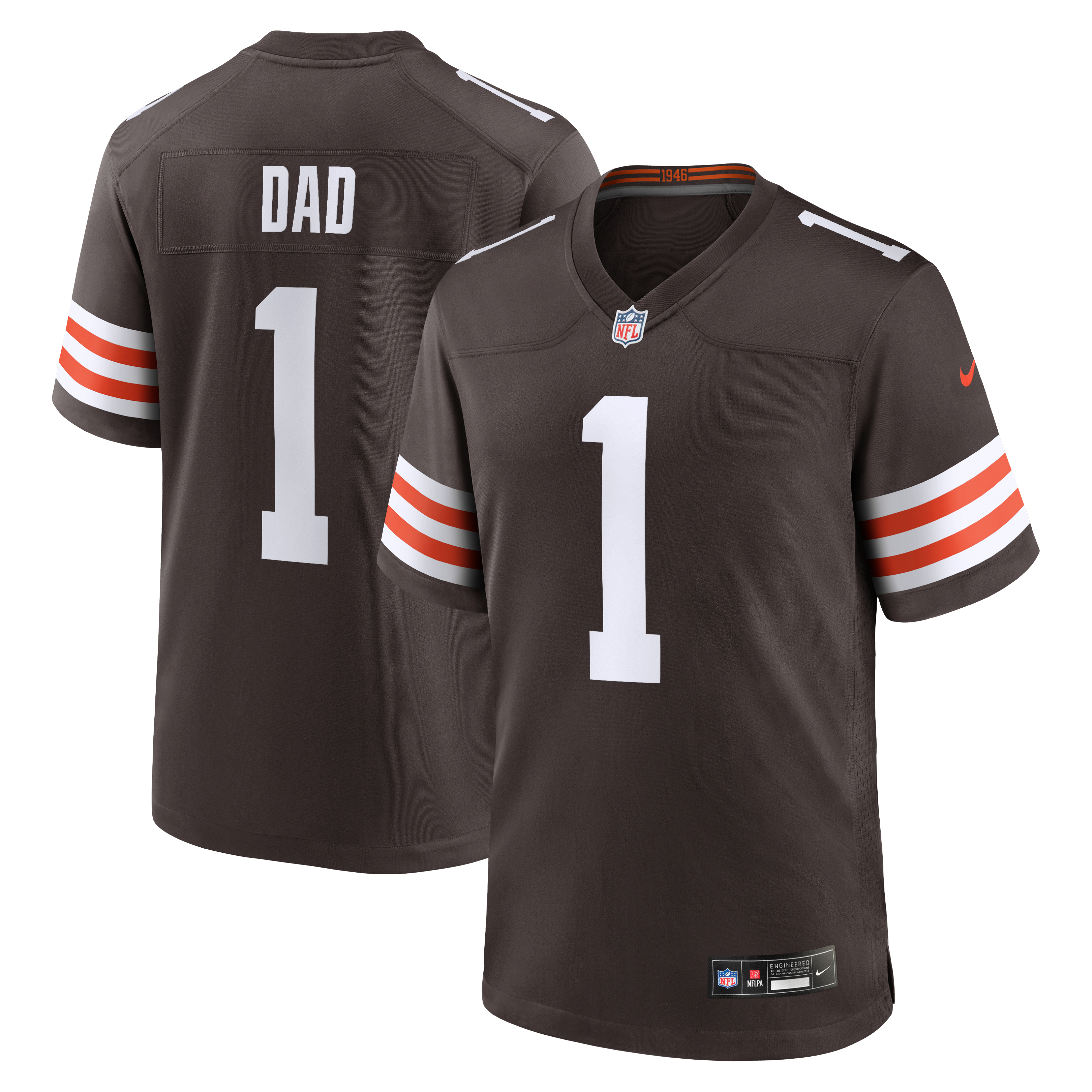 Number 1 Dad Cleveland Browns Game Jersey Brown