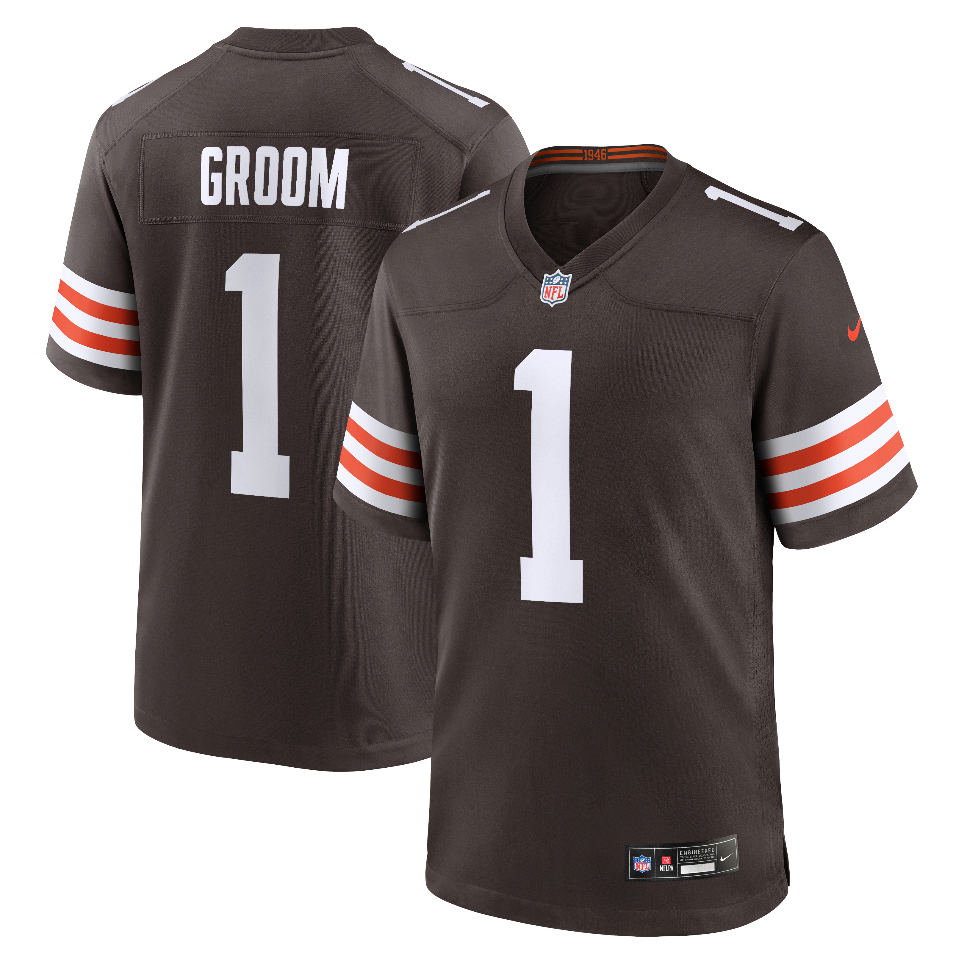 Number 1 Groom Cleveland Browns Game Jersey Brown