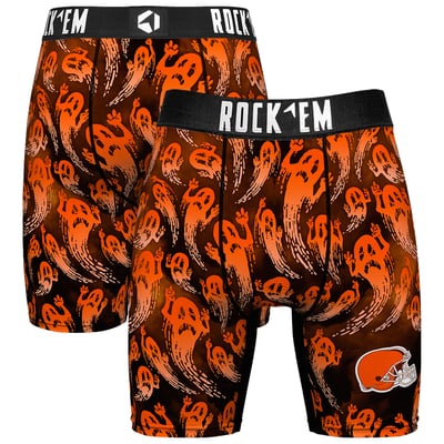 Cleveland Browns Rock Em Socks Halloween Ghost Fade Boxer Briefs - Orange