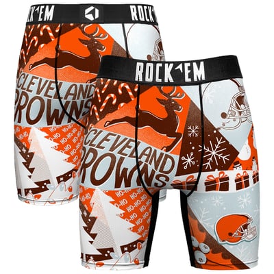 Cleveland Browns Rock Em Socks Holiday Tacky Remix Boxer Briefs - Orange