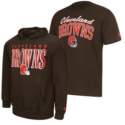 Cleveland Browns Starter Logo T-Shirt & Hoodie Set - Brown