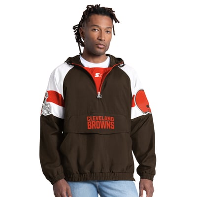 Cleveland Browns Starter Street Cut Half-Zip Jacket - Brown