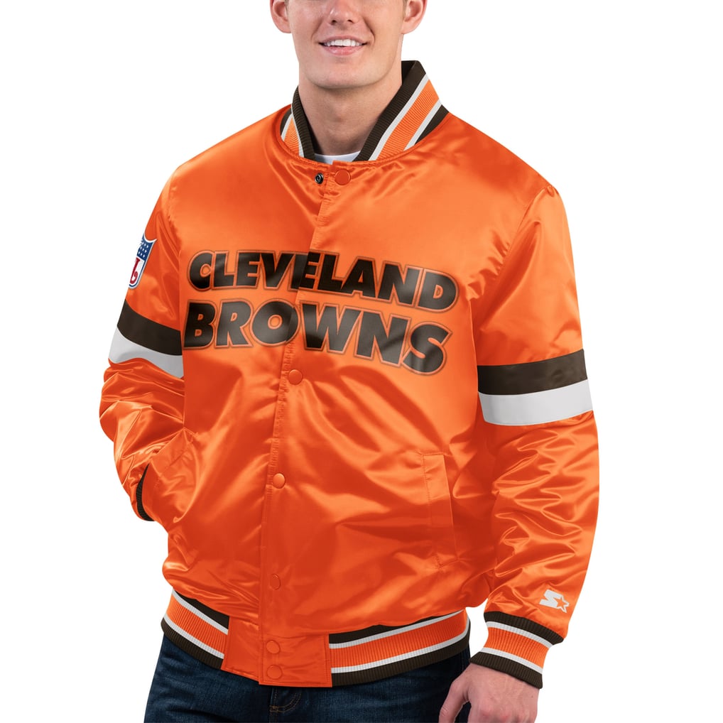 Cleveland Browns Starter Gridiron Classics Home Game Satin Full-Snap Varsity Jacket - Orange