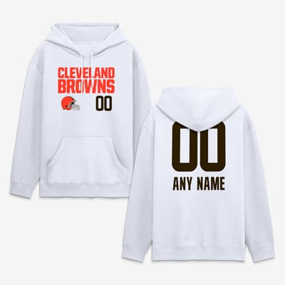 Cleveland Browns  Touchdown Wordmark Personalized Name & Number Hoodie - White