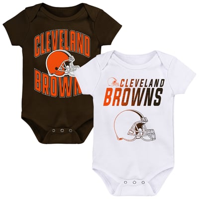 Cleveland Browns Outerstuff Newborn & Infant Snuggle Blitz 2-Pack Bodysuit Set - Brown/White