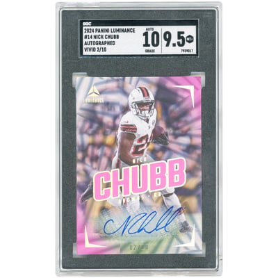 Nick Chubb Cleveland Browns Autographed 2024 Panini Luminance Vivid #14 #2/10 SGC Authenticated 9.5/10 Card 