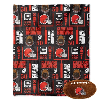 Cleveland Browns Pegasus 50" x 60" Blackout Team Spirit Ultra Soft Throw & Plush Football Combo Pack
