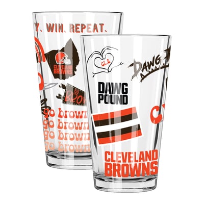 Cleveland Browns The Memory Company 2-Pack 16oz. Pint Glass Loco Design Set