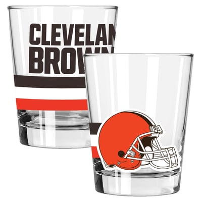 Cleveland Browns The Memory Company Two-Piece 15oz. Big Stripes Double Old Fashioned Glass Set
