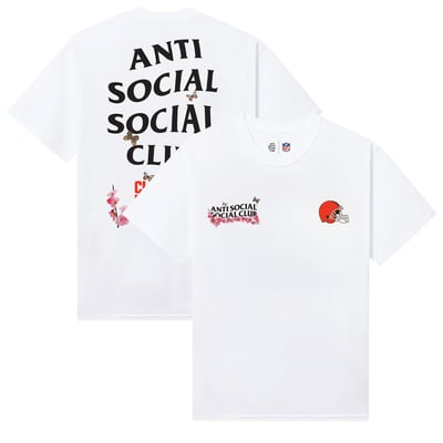 Cleveland Browns AntiSocialSocialClub x NFL Unisex Blossom T-Shirt - White