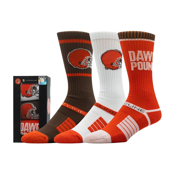 cleveland browns dress socks Unisex Strideline Premium 3-Pack Knit Crew Set Browns football