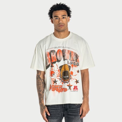 Cleveland Browns The Wild Collective Unisex Oversized Graphic Streetwear T-Shirt - Cream
