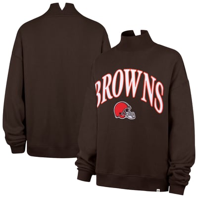 Cleveland Browns '47 Women's Oversized Vantage Mock Neck Sweatshirt - Brown