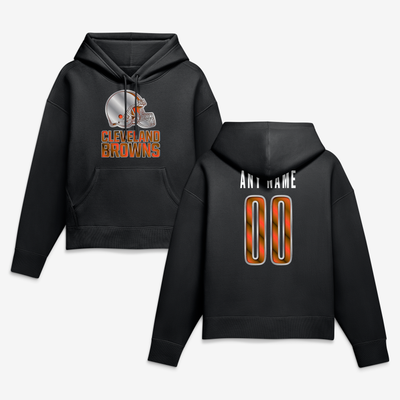 Cleveland Browns Women's Forged Mascot Personalized Name & Number Hoodie - Black
