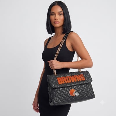 Cleveland Browns FABGATING by Cuce Women's Vegan Leather Oversized Tote Bag - Black