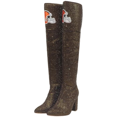  Cleveland Browns FABGATING by Cuce Women's Team Color Crystal Over-The-Knee Boots - Brown