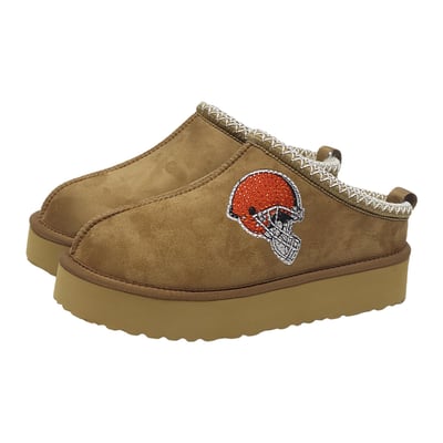  Cleveland Browns FABGATING by Cuce Women's Chestnut Slip On Boots with Crystal Logo - Tan