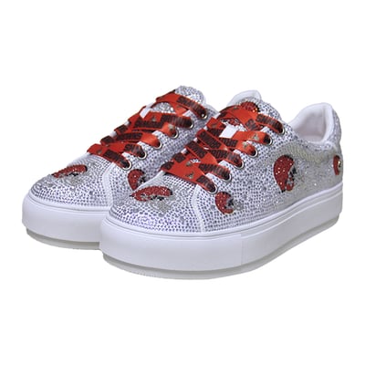  Cleveland Browns FABGATING by Cuce Women's Crystal Team Logo Sneakers - White