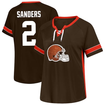 Shedeur Sanders Cleveland Browns Fanatics Women's Plus Size Lace Bling Name & Number T-Shirt - Brown
