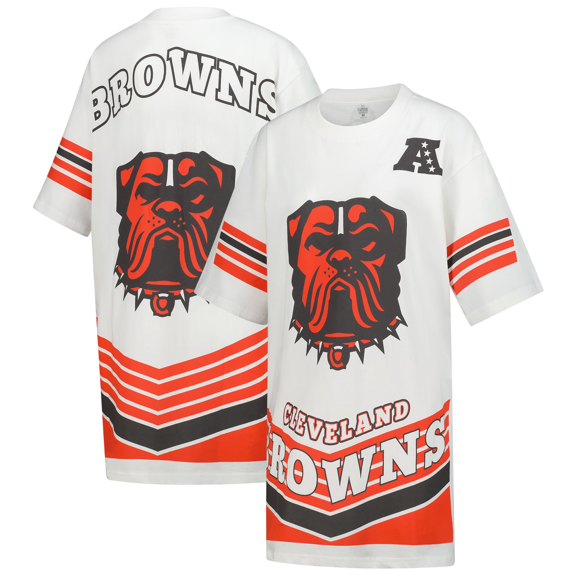 cleveland browns jersey dress Women's Gameday Couture White Perfect Score Vintage T-Shirt Machine Washable