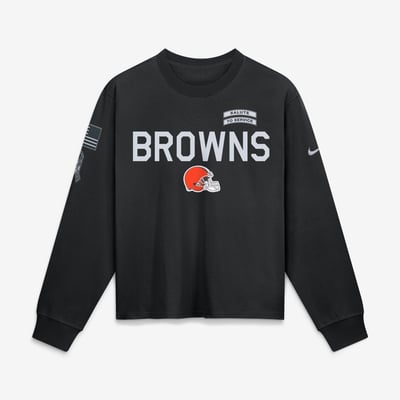  Cleveland Browns Nike Women's 2026 Salute to Service Sideline Long Sleeve T-Shirt - Black