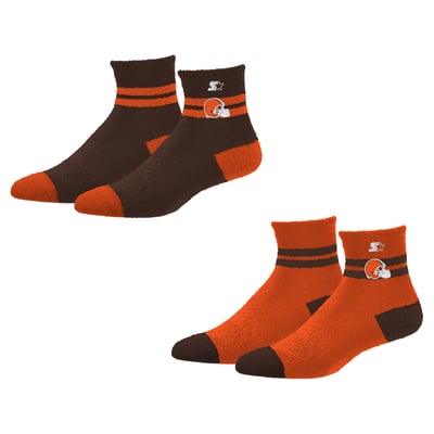 Cleveland Browns Starter Women's Cozy Cuff Stripes Quarter-Length Plush Socks