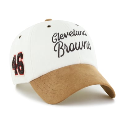 Cleveland Browns Stoney Clover Lane x '47 Women's Cursive Clean Up Adjustable Hat - Cream/Tan