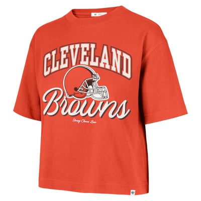 Cleveland Browns Stoney Clover Lane x '47 Women's Script City Boxy Cropped T-Shirt - Orange