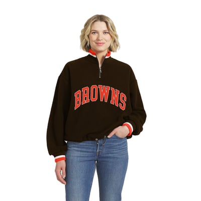  Cleveland Browns WEAR by Erin Andrews Women's Polar Fleece Half-Zip Pullover - Brown