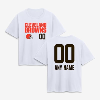 Cleveland Browns Women's Touchdown Wordmark Personalized Name & Number T-Shirt - White