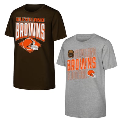 Cleveland Browns Outerstuff Youth Trench Kings 2-Pack T-Shirt Set - Brown/Gray