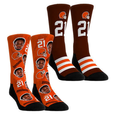 Denzel Ward Cleveland Browns Rock Em Youth Player Football Guy Two-Pack Crew Sock Set