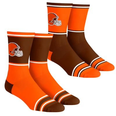  Cleveland Browns Rock Em Socks Youth 2-Pack Color Block Crew Socks Set